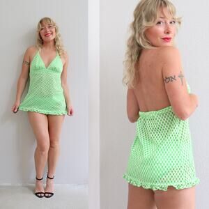 1970's Vintage Lime Green Tankini Set Women's Extra Small to Small XS SM Tank
